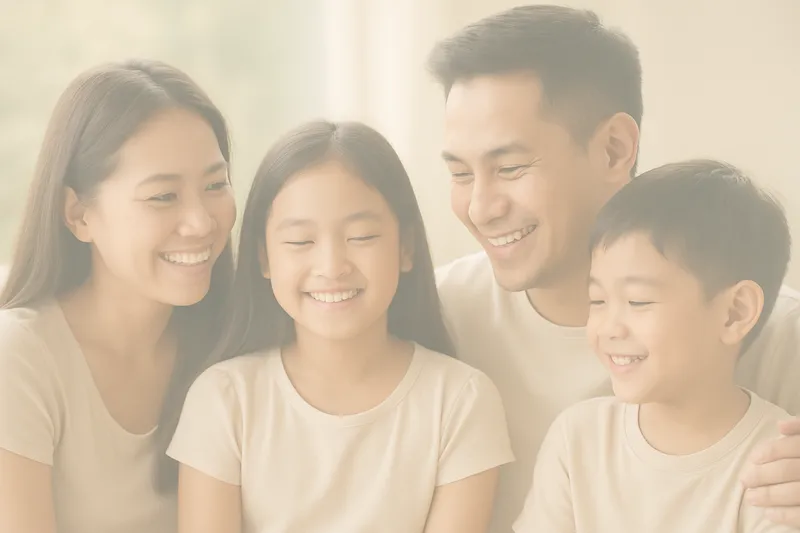 Filipino family celebrating financial security under MOST 18 plan
